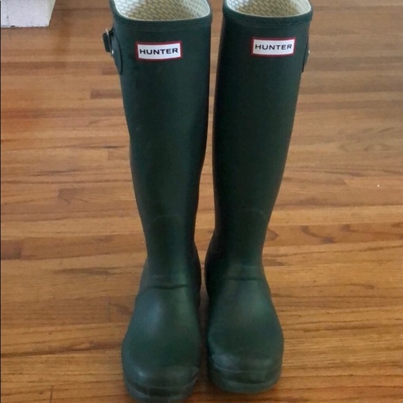 Hunter Shoes - Tall Waterproof Hunter Rain Boots Dark Green